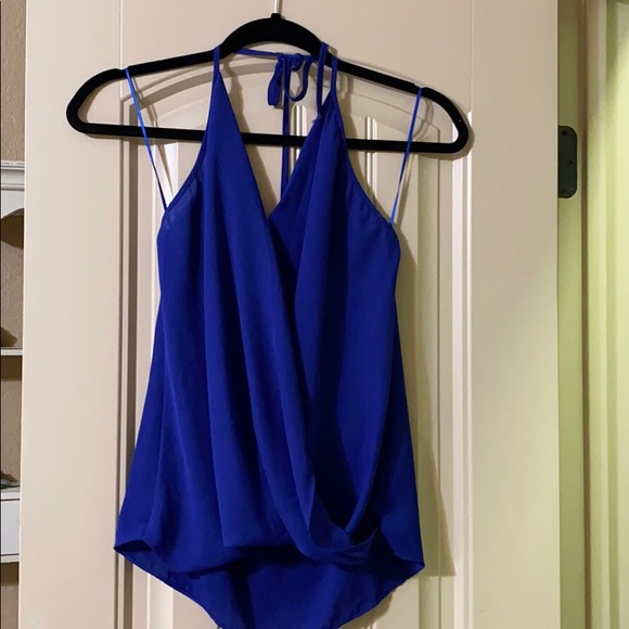 Three eighty two cobalt blue halter blouse - Picture 1 of 2